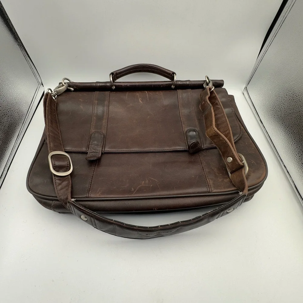 Samsonite Business Casual Series 113 Brown Leather Messenger Bag Briefcase